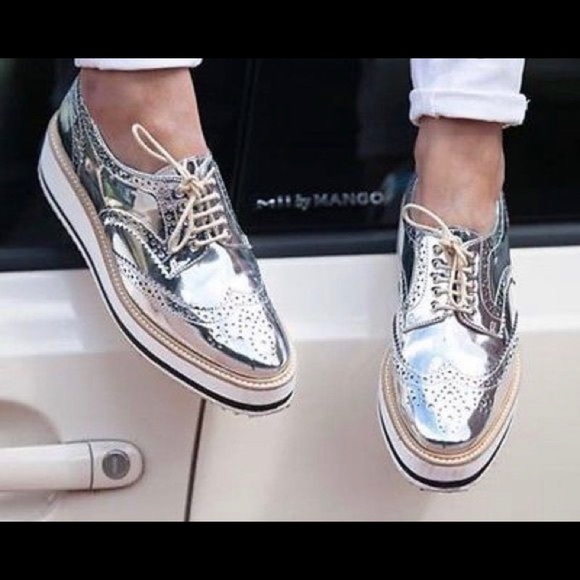 zara silver platform sneakers